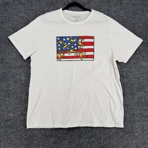 Keith Haring American Flag Graphic T-Shirt Men's XL White Fourth of July